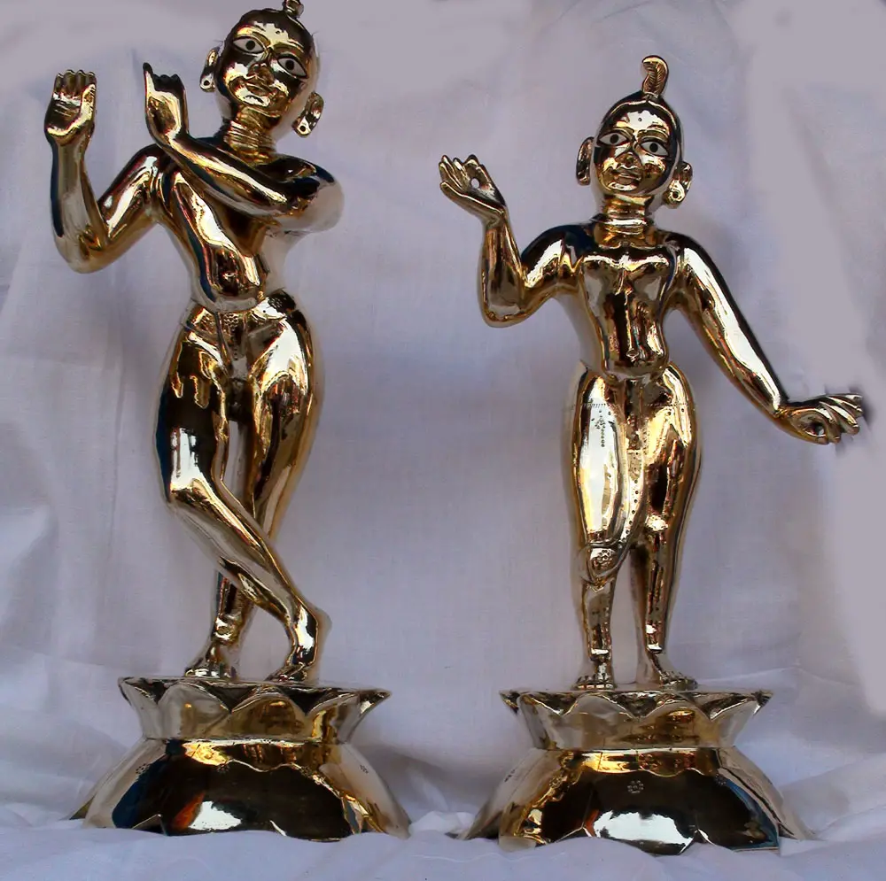 Radha Krishna Deities (Brass 16\" Lotus Base)